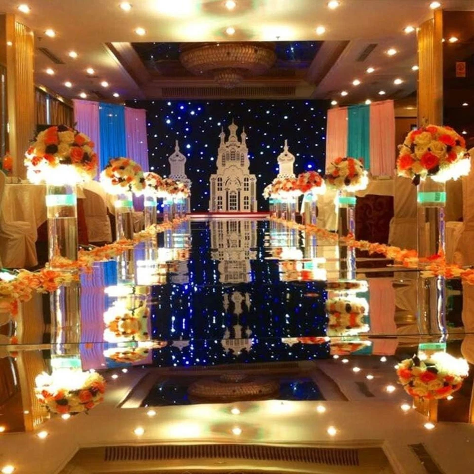 Alfombras reflectantes con espejo de pasillo de boda plateadas doradas decoraciones de interiores Foto 4 de 4