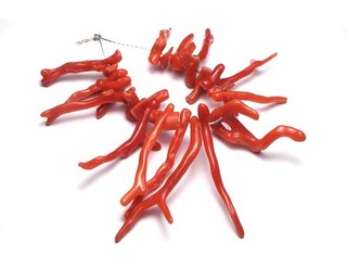 ITALIAN CORAL BRANCH BEADS Red 5 40mm NATURAL 3" Strand