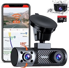 4K Dual Dash Cam Front  Rear with GPS, WiFi, Night Vision, 128GB Storage