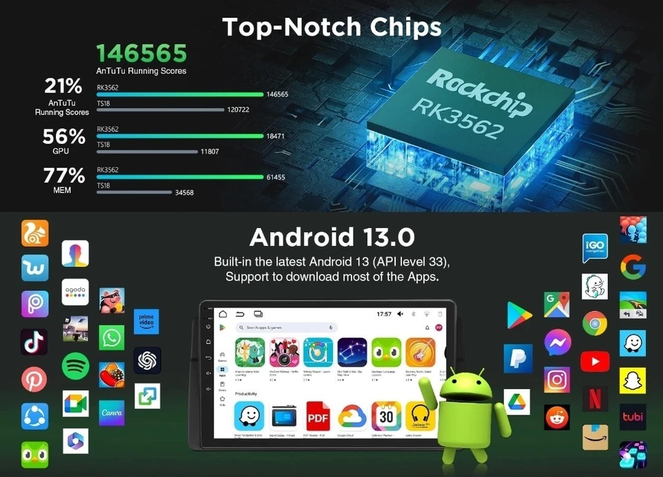 Eonon E46A13 9" Android Auto 13 Car Play Stereo Radio GPS System APP For BMW E46 - Image 4 of 4