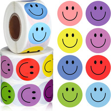 1500Pcs Smiley Face Stickers Cute Happy Face Stickers 3 Rolls Smiley Stickers...