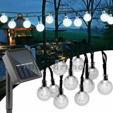23Ft 50 LED Outdoor Solar Powered String Lights for Patio Yard Party Decor White