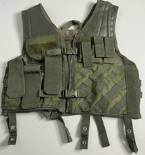 VISM NCstar Green Tactical Vest Men L Buckles Mesh Adjustable *MISSING Zipper*