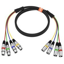 4 Channel XLR Snake Cables - 4 Colored XLR Male to Female Microphone Cable, f...