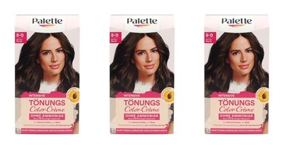 3x Palette Intensive Tönungs Color-Creme Haarfarbe 5-0 Mittelbraun EA814293