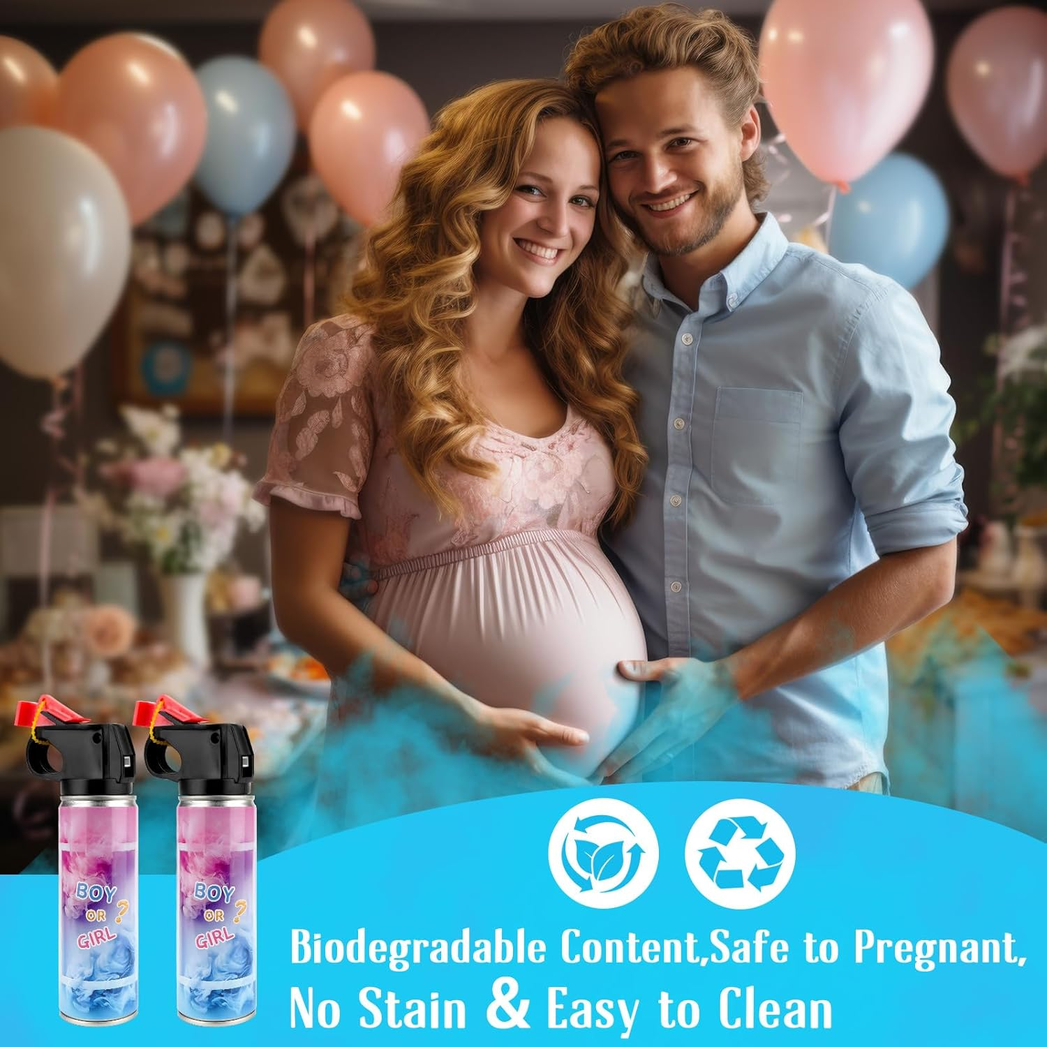 Gender Reveal Fire Extinguisher & Smoker Bomb Kit for Baby Boy or Girl Gender Announcement  