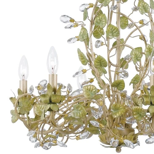 Crystorama Josie 25" Champagne Green Tea Leaf and Vine Chandelier - Picture 4 of 8