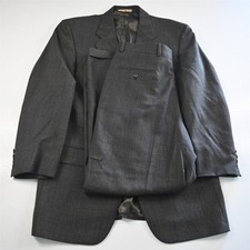 Vtg Joseph Abboud 40L 34x32 Green Brown Glenn Check 100% Wool Mens Suit