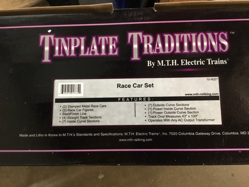 JUEGO DE COCHE DE CARRERAS CON PLACA DE HOJALATA MTH # 10-4027  | Condition: New