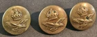Lot 3 Vintage RAF Brass Greatcoat Buttons WWII Era King's Crown 22mm Uniform