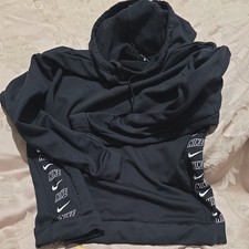 Nike Women s Hoodie Pullover Sweatshirt Black Large Double Side Logo