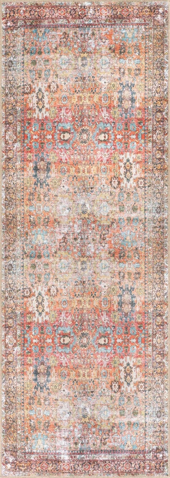 Multi Transitional Distressed Runner Rug — Machine Washable & Non‑Slip, 2' 6"... - Image 2 of 4