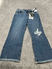 Rewash Kick Bell Crop Stretch Distressed Jeans 5/27 New W/Tags