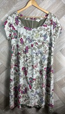 WHITE STUFF Natural & Multicoloured Butterfly Print Dress Pockets Lined Size 18