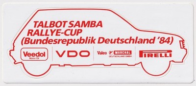 Alter Werbe-Aufkleber/Sticker TALBOT SAMBA RALLYE-CUP '84  '80er/'90er