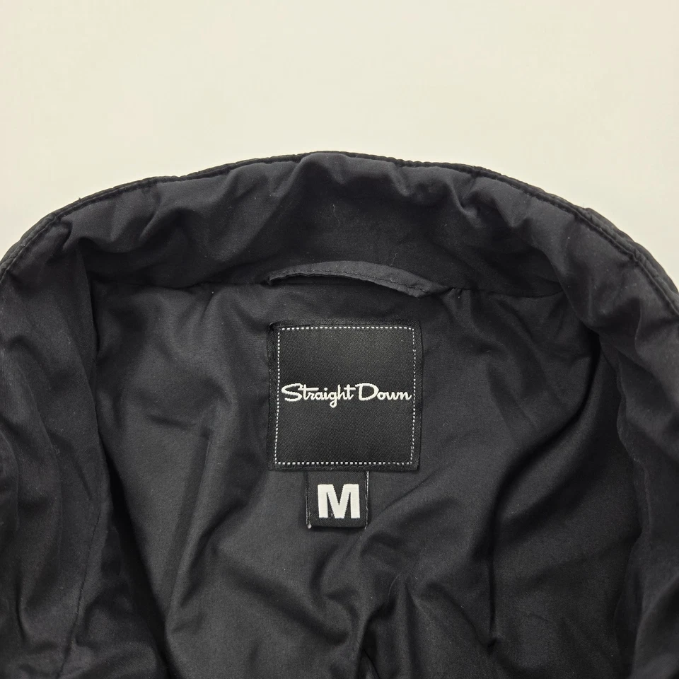 Chaqueta Recta Mujer Mediana M Negra Acolchada Cremallera Completa Guijarro Playa Foto 4 de 4