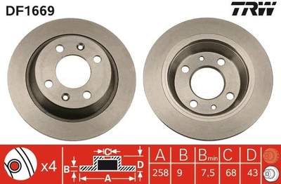 2X DF1669 TRW Brake Disc for SAAB