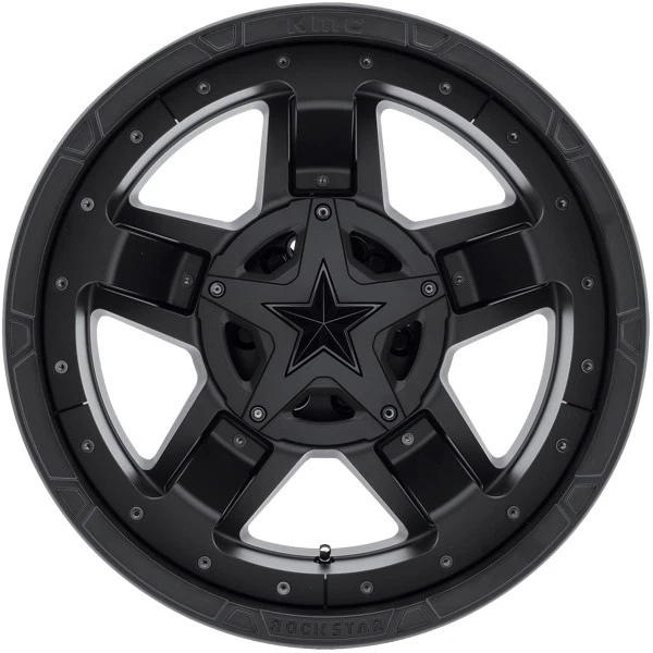 (4) XD Series XD827 Rockstar 3 17x9 5x4.5"/5x5" -12mm Matte Black Wheels Rims Foto 3 de 4