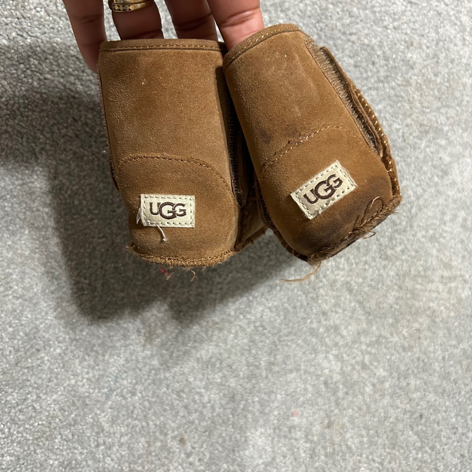 UGG Jesse II Infant Boots Chestnut Suede Sheepskin Lined Siz