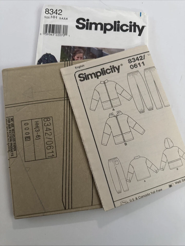 Simplicity 8342 Child's Tracksuit - Jackets & Pull-On Pants Sz 3-6 UNCUT Pattern - Image 4 of 4