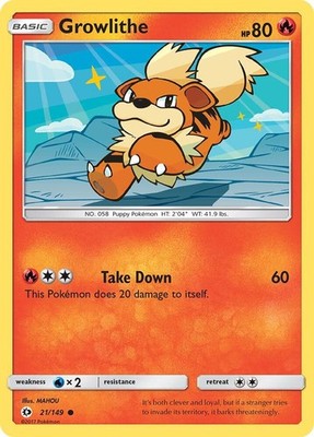 Growlithe #21/149 Sm Base Set Common Pokemon TCG LP