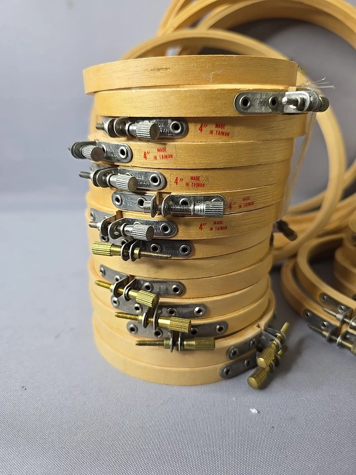 Lot of 36 Coats & Clark 2 12" 6 10" 14 4"  5x9 Oval Wooden Embroidery Hoops  - Image 3 of 4