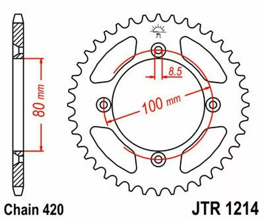 Kit de piñones y cadena JT para Honda XR80 1985-2003 Foto 3 de 4