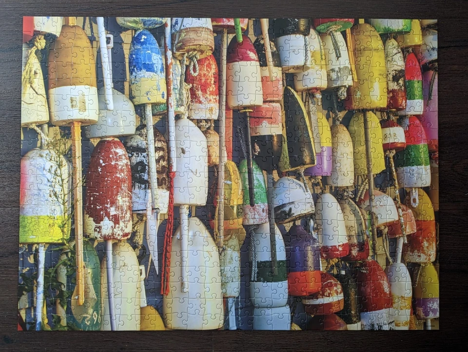 Milton Bradley 五颜六色的浮标 500 块拼图带海报完整 — 第 2/4 张图片