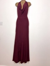 Burgundy Cowl Neck Halter maxi dress feat a subtle floral print size L 5067/195
