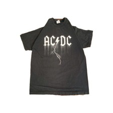 AC/DC Band T Shirt Mens LBlack Lightning Logo Rock Graphic Tee Vintage Style