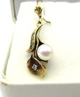 Vintage 14K Yellow Gold Diamond & Pearl Drop Earrings 4.3 Gr [E383] — photo 10