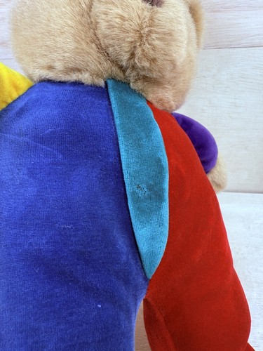 Vintage Eden Rainbow Teddy Bear Velour Primary Colors Stuffed Plush (No Bow) - Picture 11 of 13