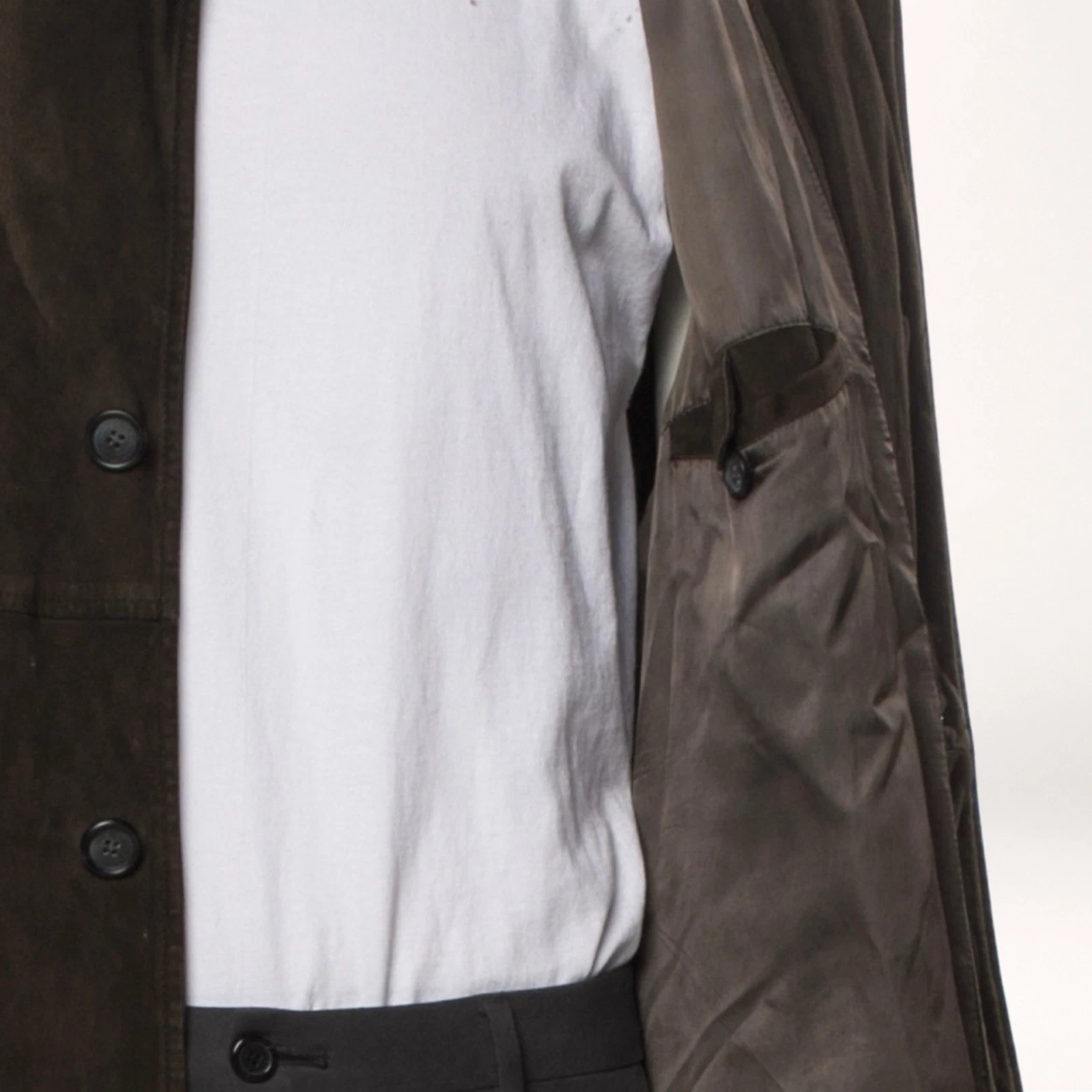 Vintage 90s Giorgio Armani Le Collezioni Brown Suede Leather Jacket Coat 44 image 9