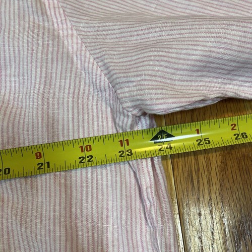 J McLaughlin NWT Gramercy Woven Shirt White Pink Striped 100% Linen XL Button Up - Picture 5 of 7