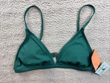 Shade  Shore Bikini Top Womens Large 12/14 Green Ribbed Triangle Adjustable