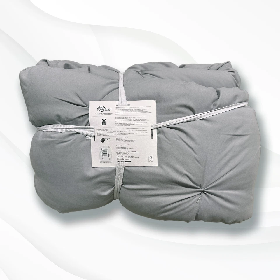 NUEVO Edredón Pottery Barn Teen Microfibra Pintuck Twin XL Gris Foto 2 de 3