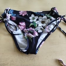 Black Tropical Bikini Bottoms Only