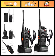 Rechargeable Long Range Walkie Talkies 2-Way Radios with Earpieces  Flashlight