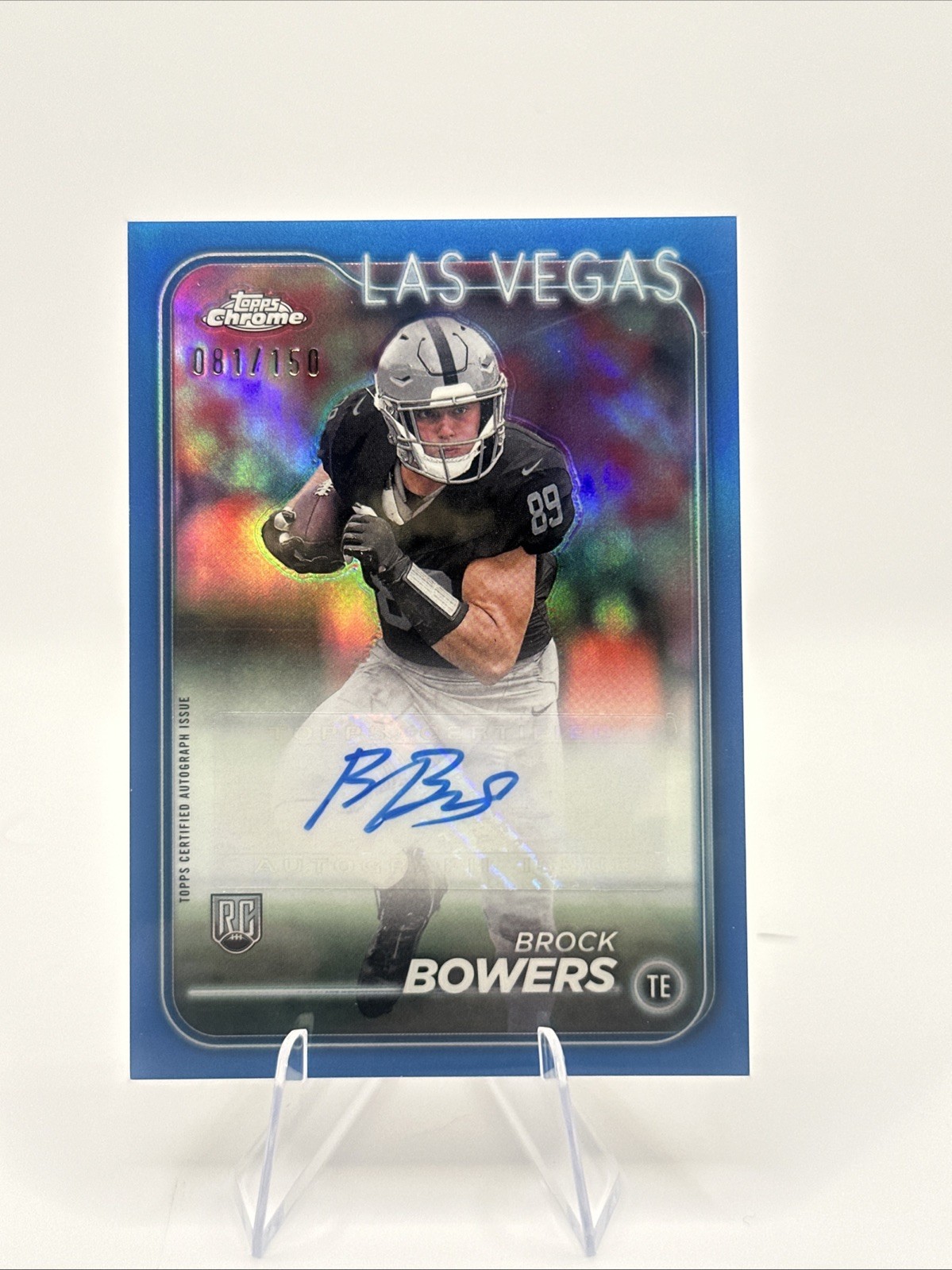 2024 Topps Chrome - Rookie Autographs Brock Bowers #RA-BBO Blue Refractor /150
