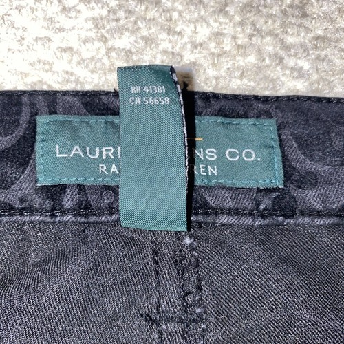 Lauren Ralph Lauren Black Velvet Modern Straight Pant Women Size 12 Floral Print - Picture 6 of 10