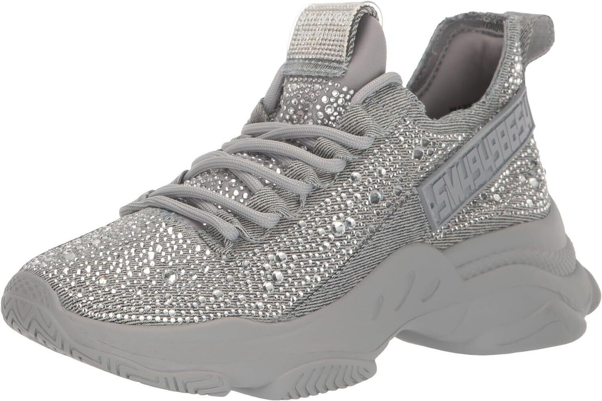 New Steve Madden Women's Maxima Rhinestone Gym Shoe Sneakers Denim