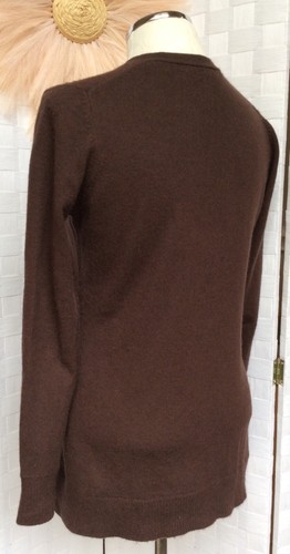 Folio 100% Cashmere Chocolate Brown V-Neck Pocket Button Cardigan Sweater S FXC - Picture 6 of 16