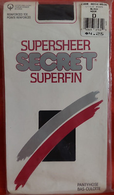 Vintage Pantyhose Secret Supersheer Color Black Size D BLACH1
