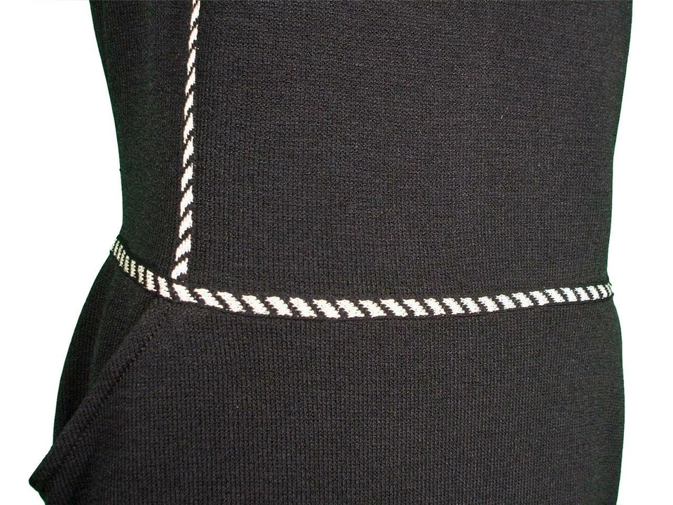 NUEVO CON ETIQUETAS VESTIDO SIN MANGAS ST. JOHN tejido negro Santana diagonal a rayas talla 14 $1095 Foto 4 de 4