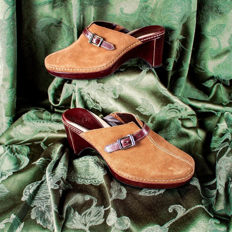 COLE HAAN Nuevos Zapatos Mules Beige Rojizo Gamuza Sólida Mujer Cinturón Talla 6 B Foto 4 de 4