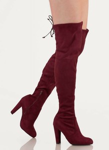 burgundy chunky heel boots
