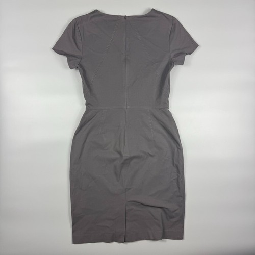 Abito tubino Banana Republic donna 4 grigio tela elasticizzato manica corta zip posteriore - Foto 2 di 6
