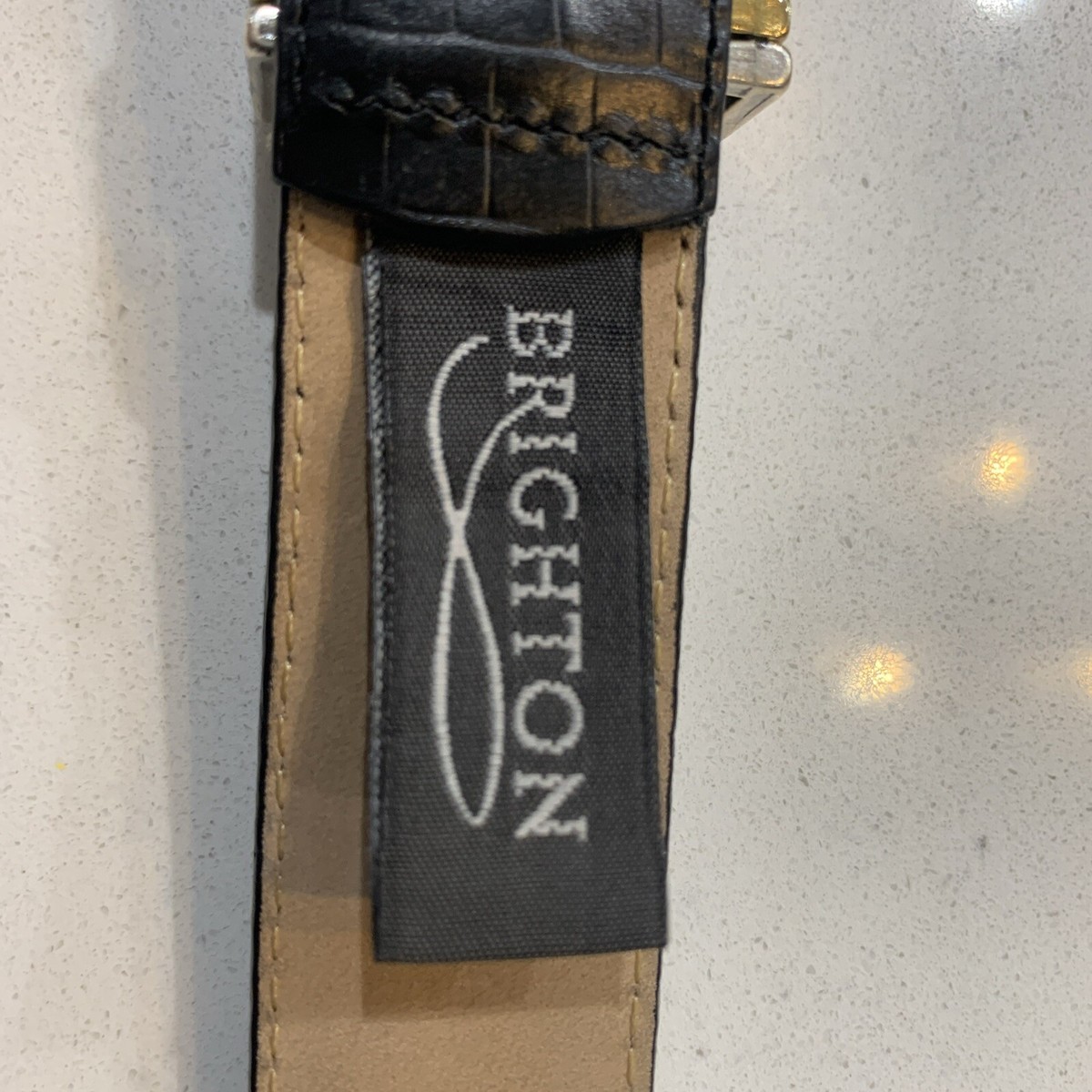 Brighton Sz M Black Leather Crocodile Print Woman