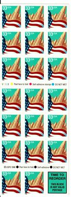 Booklet pane of 20 33 cent 3278e V3333 33 cent City Flag 1998 MINT