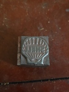 Vintage Shell Oil  Gas Station Metal Printer Block